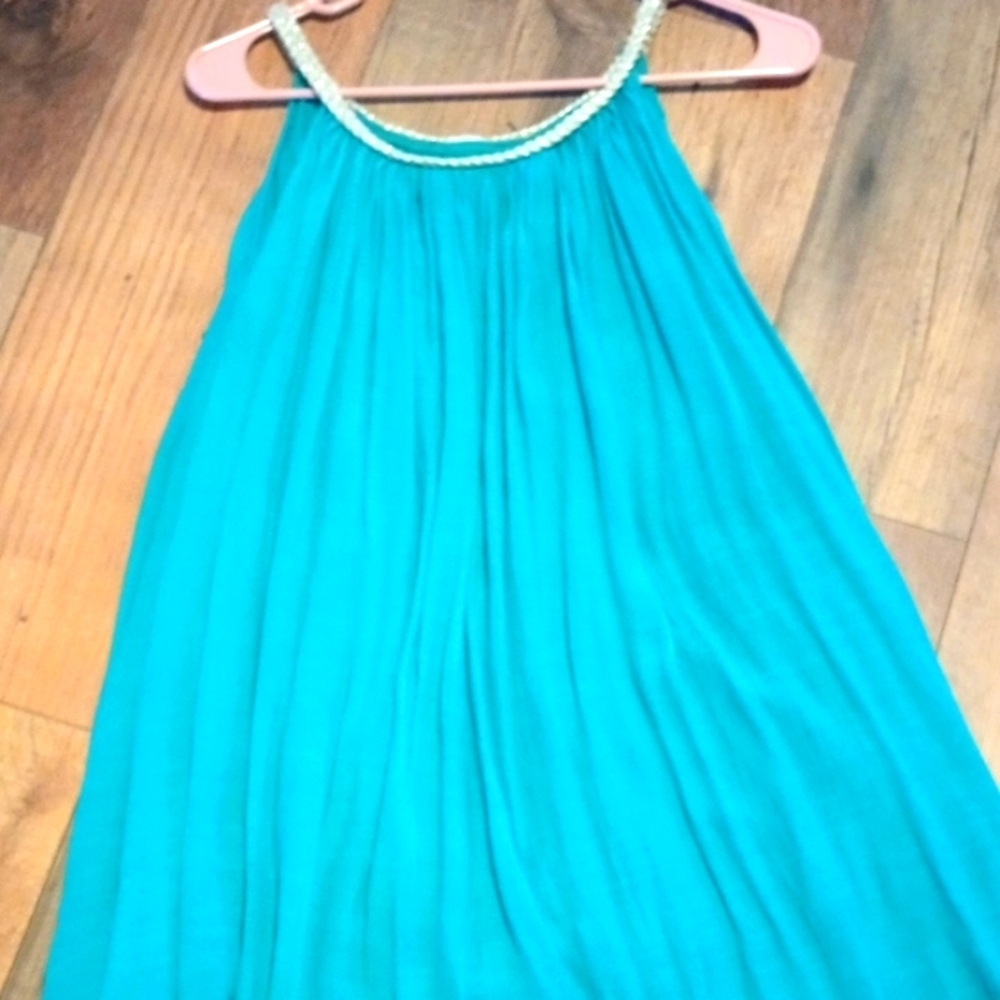 Elegant Turquoise Sleeveless Dress